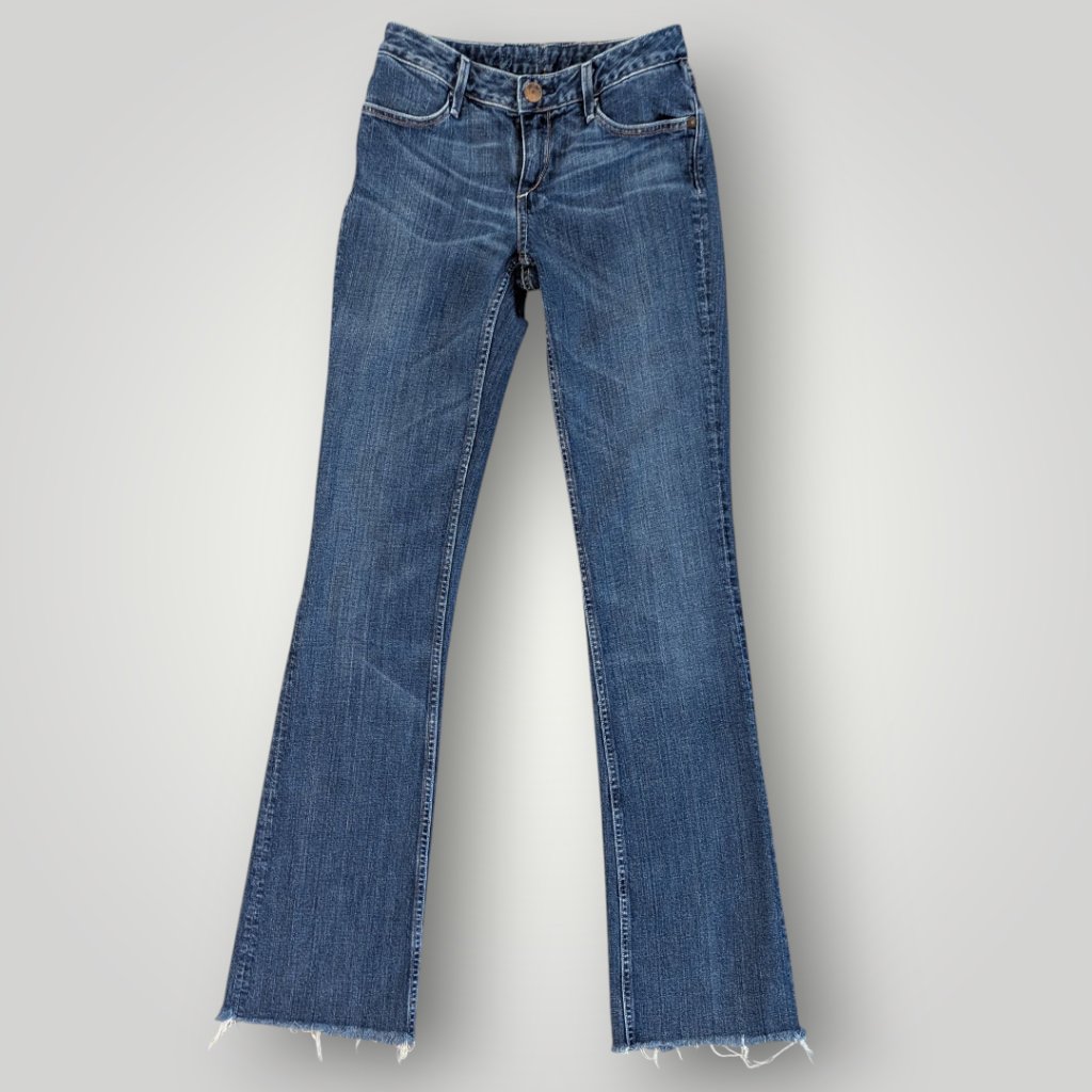 Earnest Sewn Vintage Hefner.02 Size 24 Bootcut Jeans With Frayed Hem